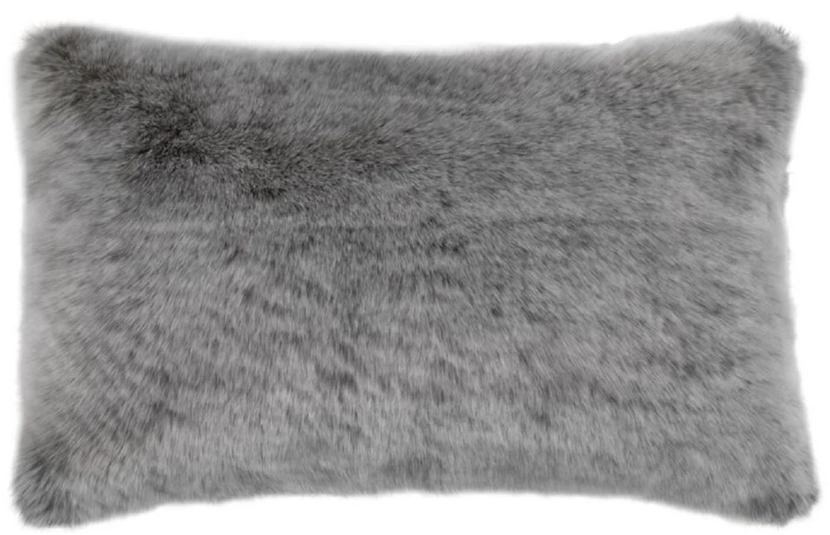 Casa Padrino almohada de piel sintética de lujo gris oscuro 60 x 40 cm - Accesorios de Decoración de la Sala de Estar