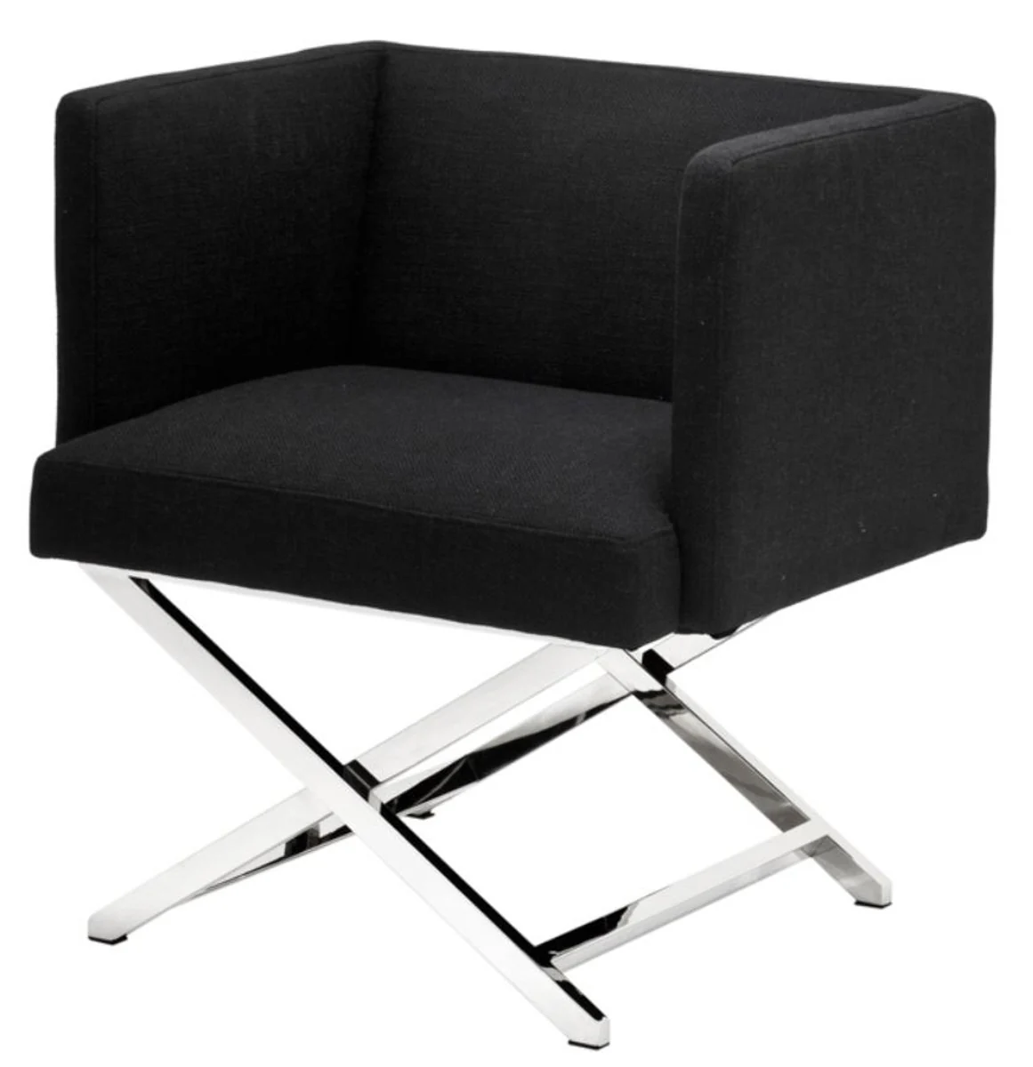 Casa Padrino silla de club de lujo en plata / negro 66 x 57 x H. 74 cm - Mobiliario Art Deco
