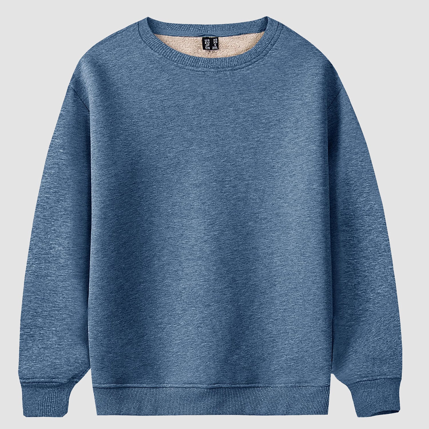 Men's Fleece Lined Sweatshirts Pullover Basic Tops Warm Crewneck Winter Sweater Underwear