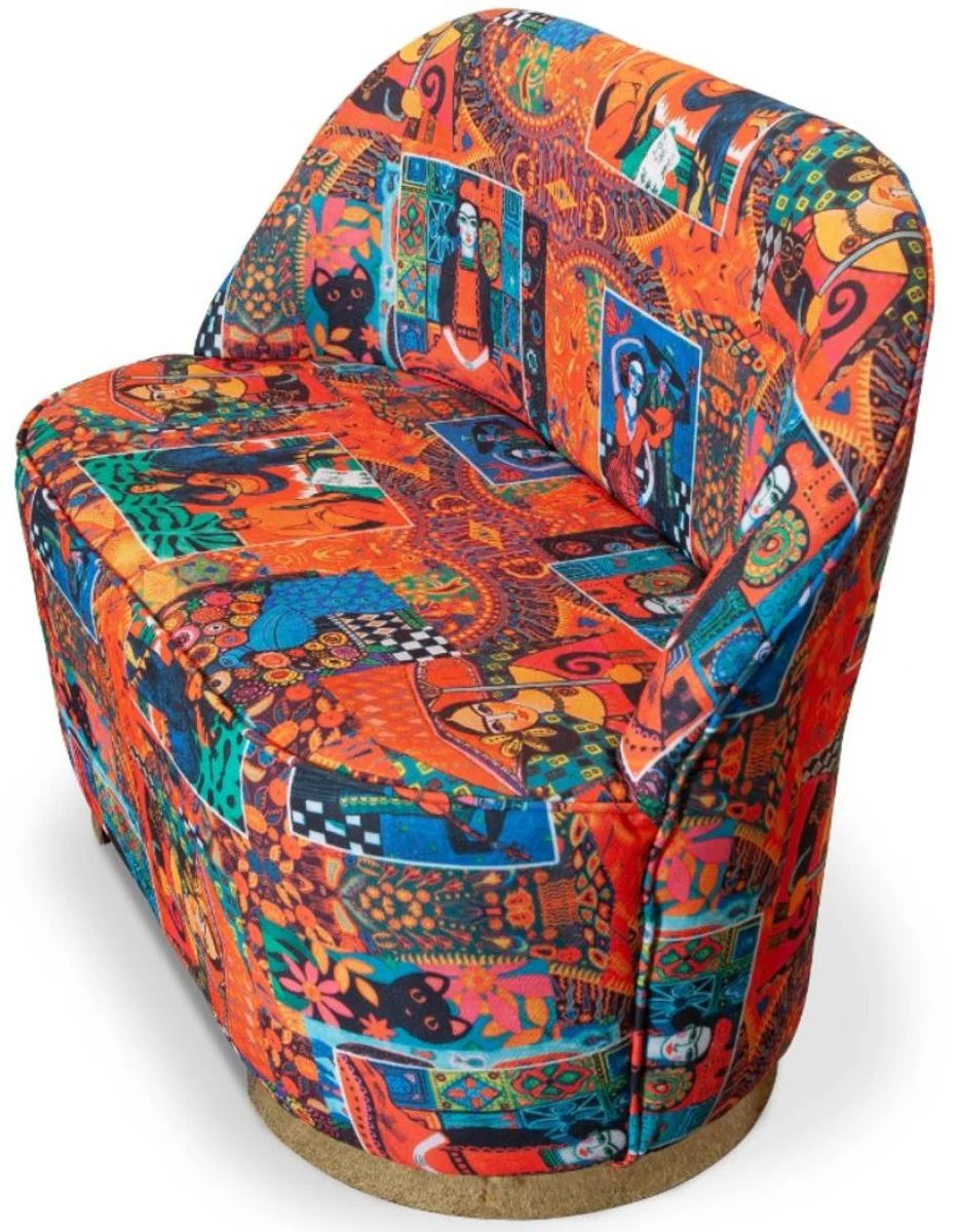 Casa Padrino sof¨¢ de 2 plazas de sal¨®n de dise?o Art Deco multicolor / oro 105 x 52 x A. 80 cm - Muebles de sal¨®n - Muebles Art Deco