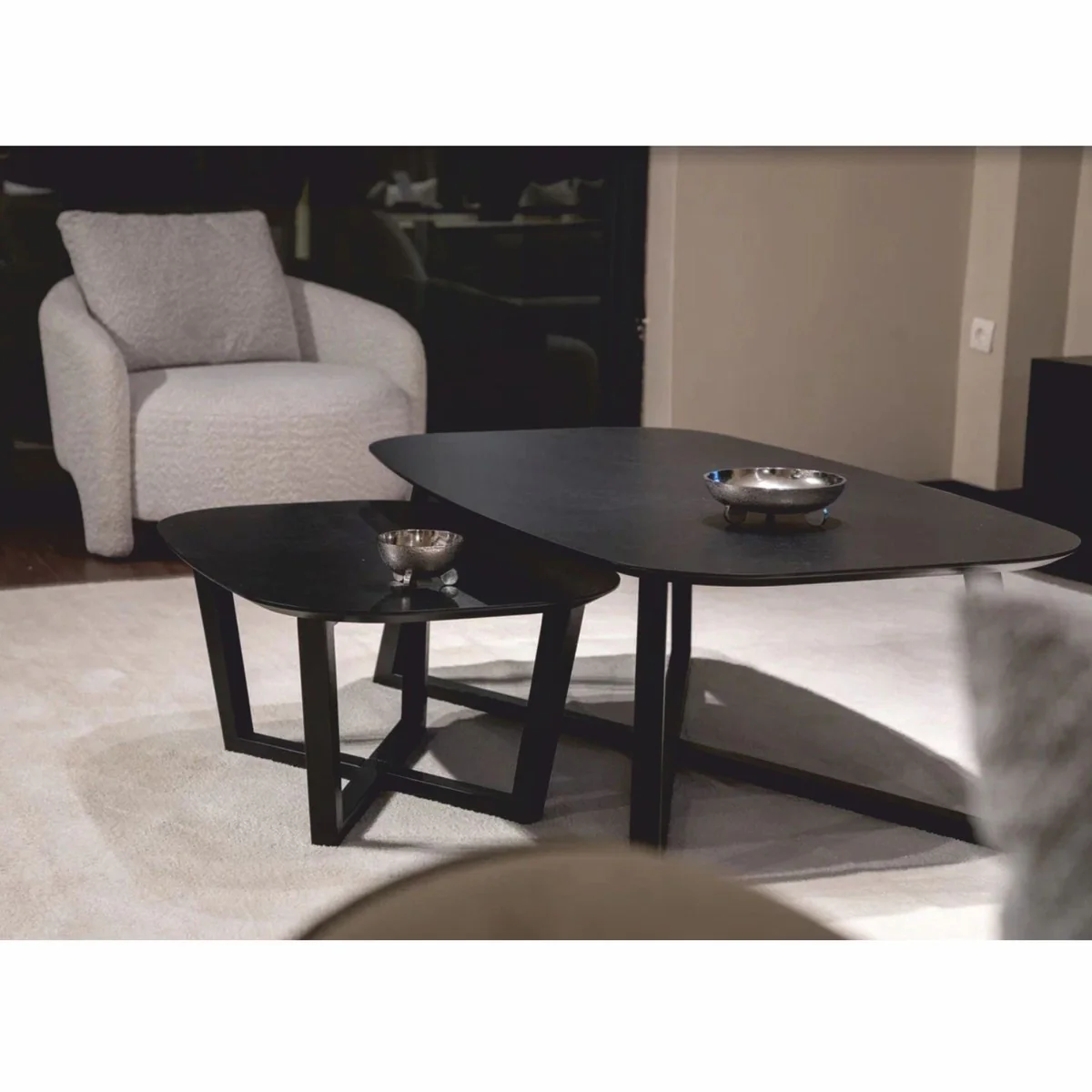 Casa Padrino conjunto de mesa de centro de lujo de madera maciza negro - Muebles para hoteles y salas de estar