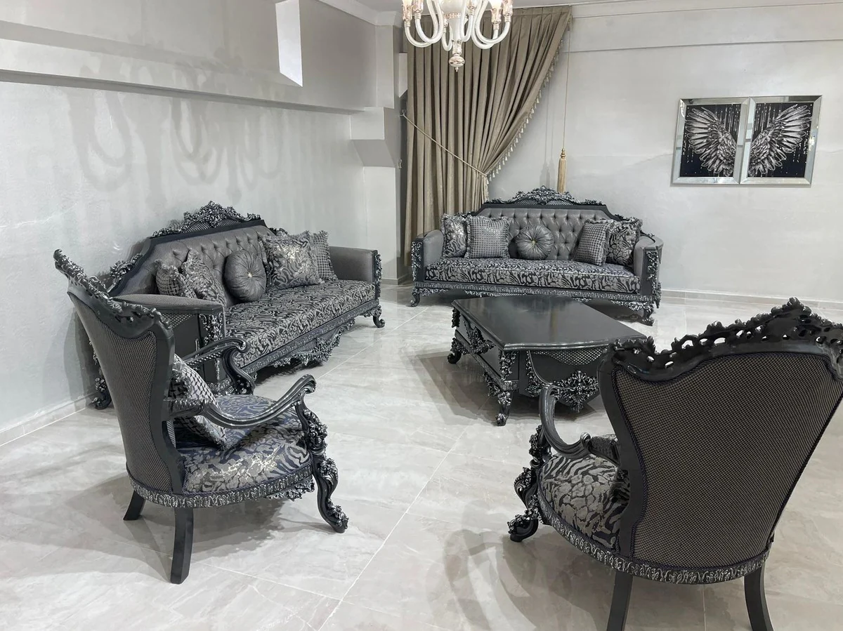 Casa Padrino mesa de centro barroco de lujo gris / plata - Magn¨ªfica mesa de sal¨®n de estilo barroco - Muebles de sal¨®n estilo barroco - Muebles de lujo estilo barroco - Muebles barrocos