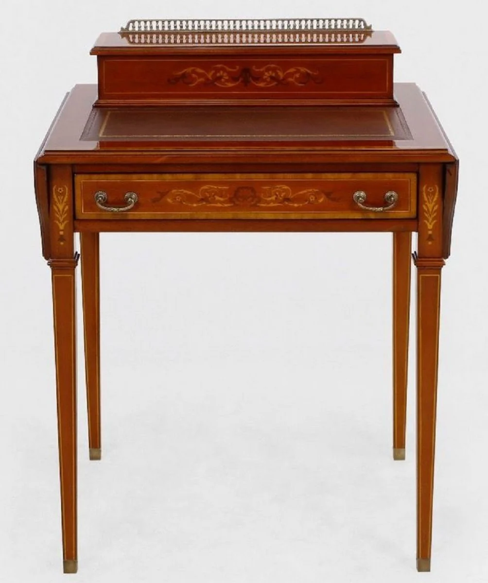 Casa Padrino secreter Art Nouveau de lujo marr¨®n - Escritorio de madera maciza hecho a mano - Mobiliario de Oficina Barroco y Art Nouveau