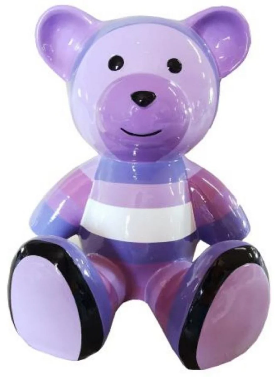 Casa Padrino figura decorativa de dise?o de lujo oso de peluche p¨²rpura / multicolor 33 x A. 37 cm - Figura decorativa de sal¨®n - Figura decorativa de lujo - Figura decorativa de dise?o