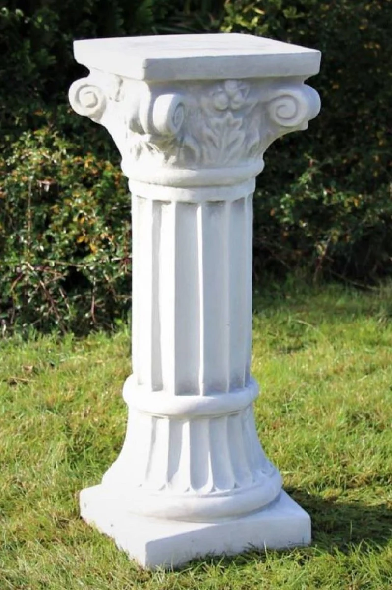Casa Padrino Pilar Barroco Blanco / Gris A. 76 cm - Magn¨ªfica Pilar de Jard¨ªn de Estilo Barroco - Decoraci¨®n Pilar de Piedra - Accesorios de Decoraci¨®n de Terrazas y Jardines Barrocos