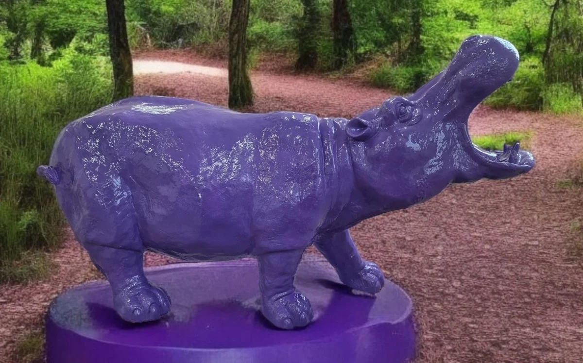 Casa Padrino escultura decorativa XXL hipop¨®tamo p¨²rpura 120 cm - Figura decorativa da jard¨ªn