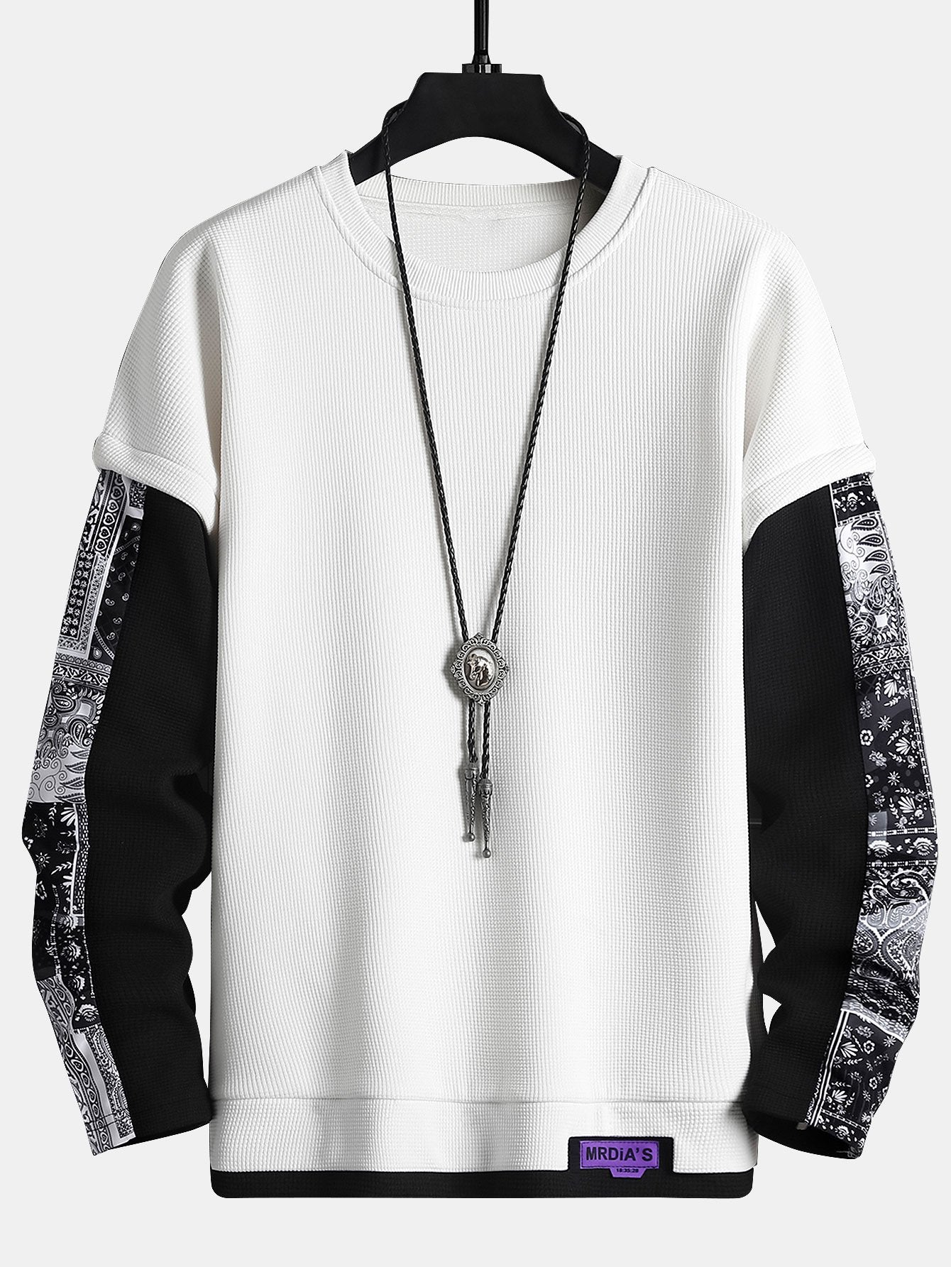 Paisley Print Double Layer Waffle Sweatshirt