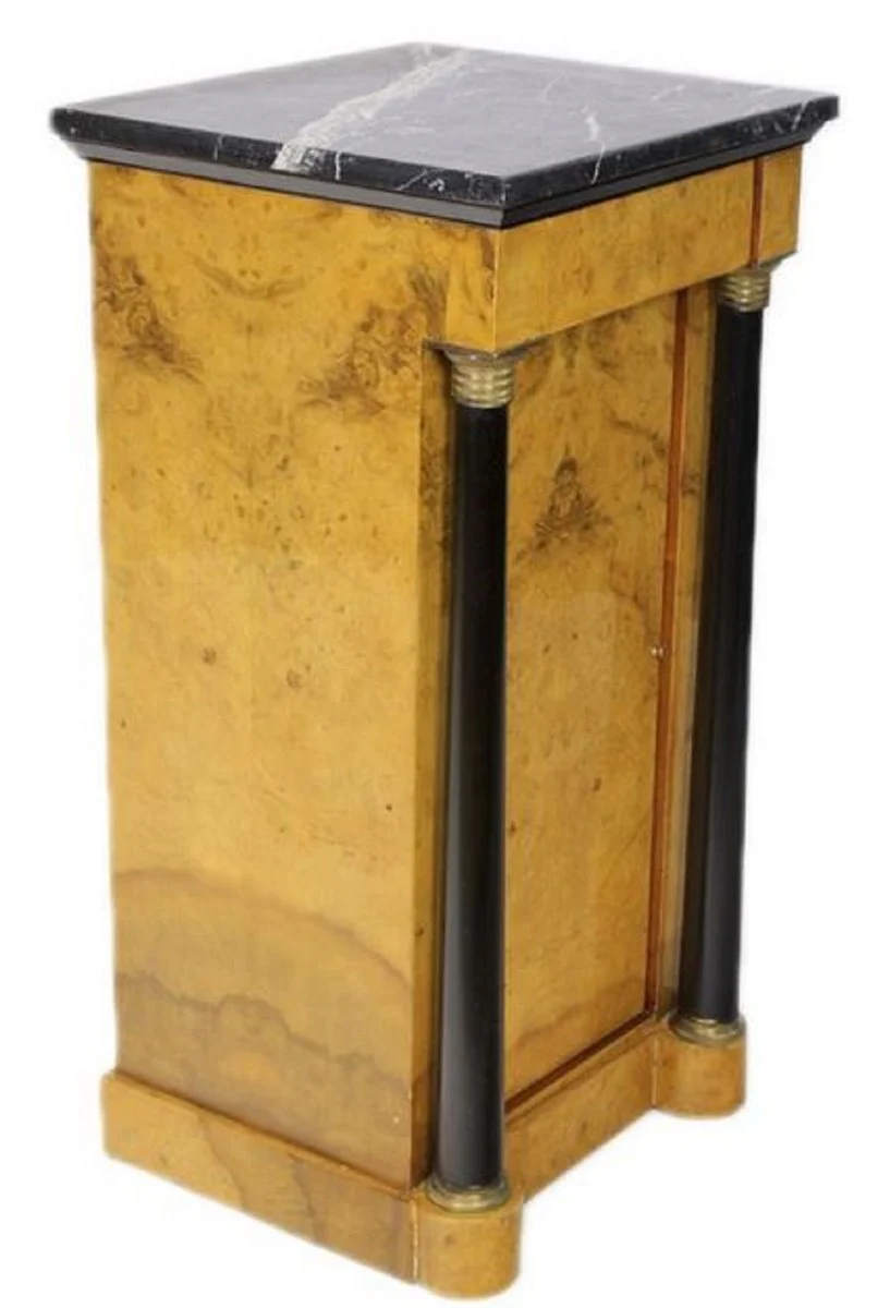 Casa Padrino pilar barroco de madera de raíz con encimera de mármol marrón claro / negro / oro 40 x 35 x H. 80 cm - Muebles Barrocos