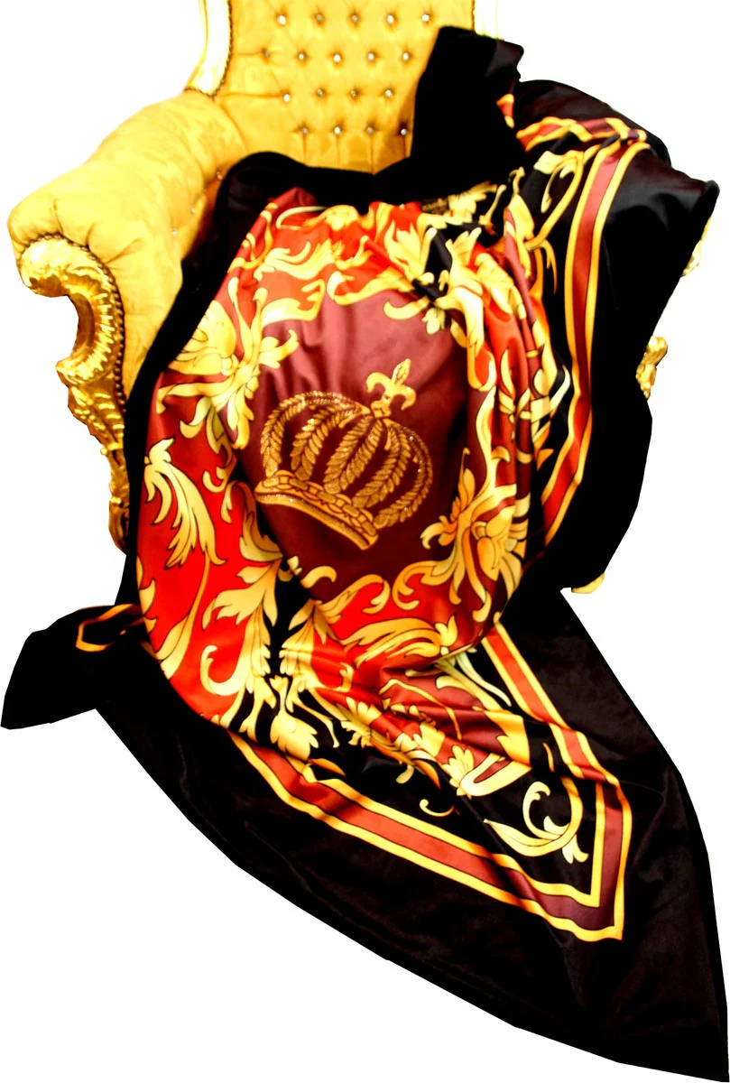 Manta de lujo Pomp??s de Casa Padrino Patr¨®n barroco Burdeos Negro / Dorado de Harald Gl??ckler con pedrer¨ªa