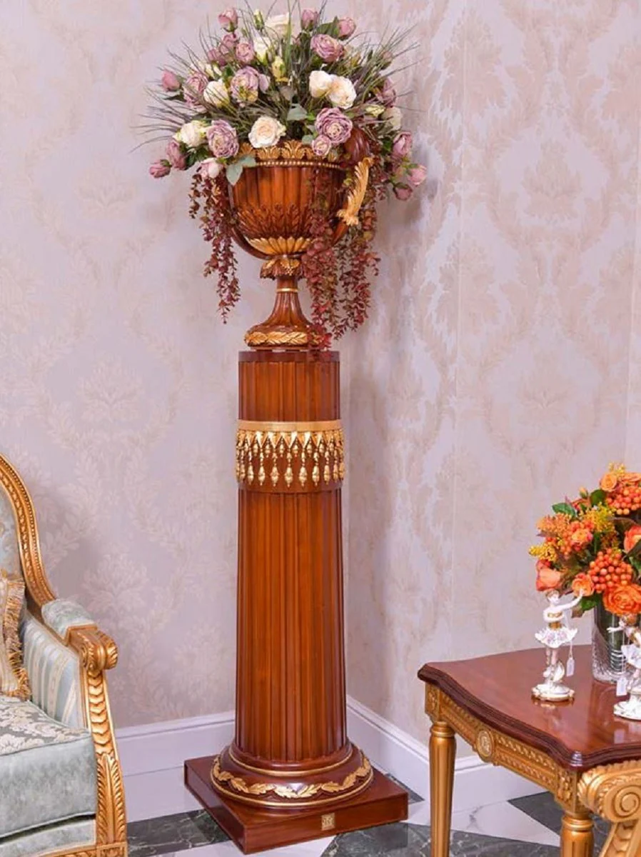 Casa Padrino jarr¨®n decorativo barroco de lujo marr¨®n / oro A. 55 cm - Florero de madera maciza de estilo barroco - Hecho en Italia