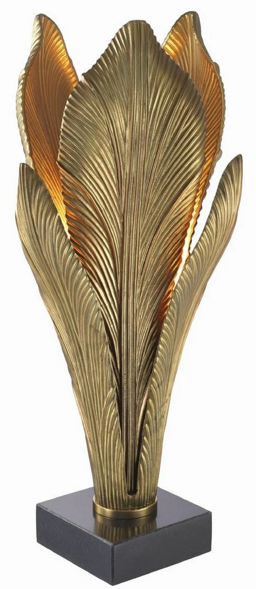 Casa Padrino lámpara de mesa de diseño oro antiguo / negro 23 x 23 x H. 57,5 cm - Lámpara de Mesa con Base de Granito - Colección de Lujo