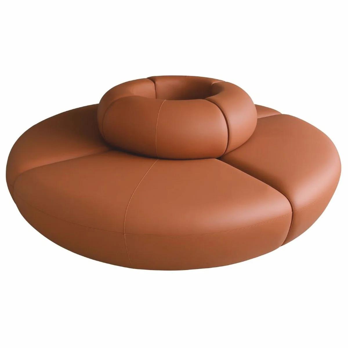 Casa Padrino sof¨¢ de lujo marr¨®n ? 240 x Al. 72 cm - Sof¨¢ modular redondo de piel sint¨¦tica