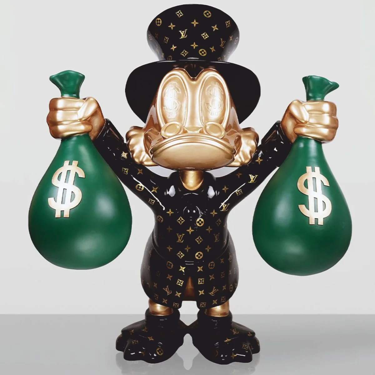 Casa Padrino escultura decorativa XXL pato negro / oro / verde A. 170 cm - Figura decorativa grande