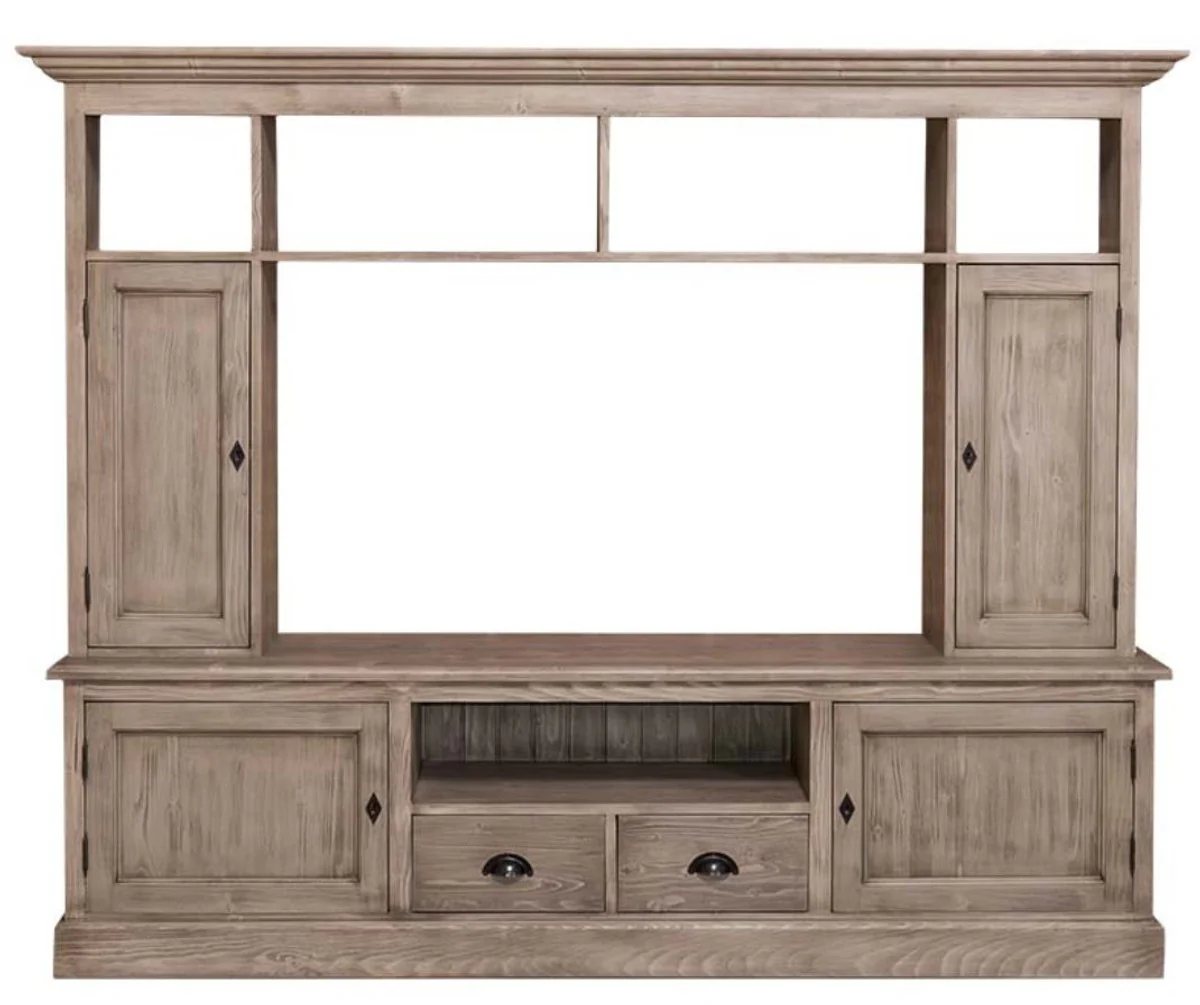 Casa Padrino Country Style Living Room TV Cabinet Natural Color 207 x 46 x H. 166 cm - Country Style Living Room Furniture