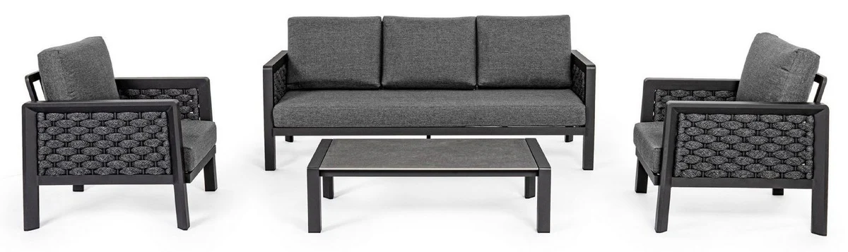 Casa Padrino conjunto de muebles de jardín de lujo antracita - 1 Sofá de Jardín y 2 Sillones de Jardín y 1 Mesa de Jardín - Muebles de jardín y terraza modernos de lujo - Calidad de Lujo