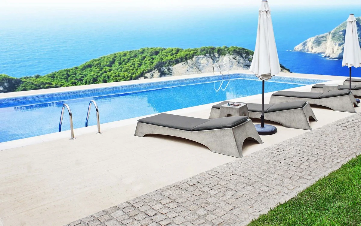 Casa Padrino tumbona de jardín de lujo gris antiguo / gris oscuro 225 x 80 x A. 40 cm - Tumbona moderna resistente a la intemperie - Tumbona de piscina - Muebles de piscina de hotel de jardín