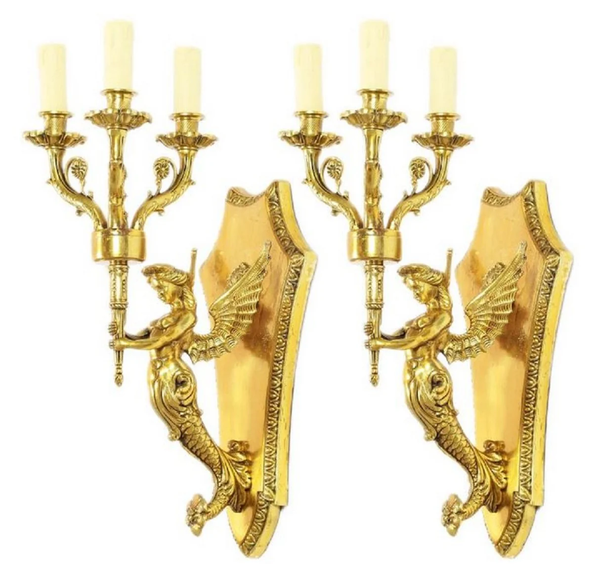 Casa Padrino conjunto de candelabro de pared barroco oro 20 x 20 x H. 50 cm - Accesorios de Decoraci¨®n Barroco