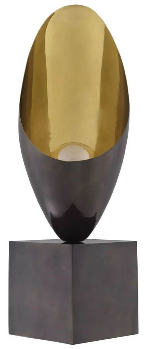 Casa Padrino lámpara de mesa de diseño de lujo bronce de cañón / oro / negro 30 x A. 70,5 cm - Elegante lámpara de escritorio con base de granito - Iluminación de lujo - Muebles de lujo