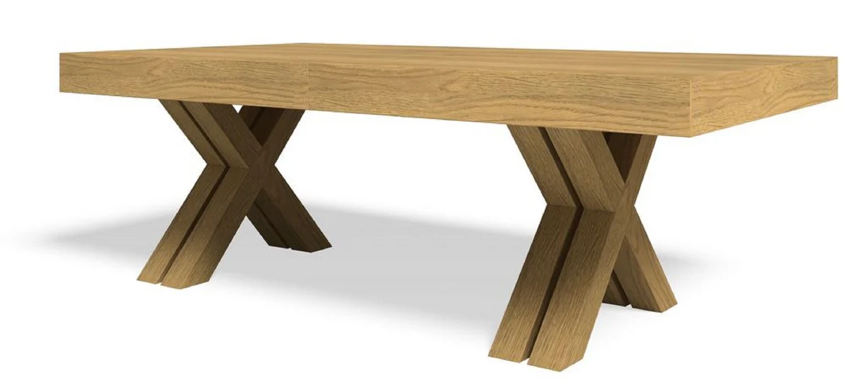 Casa Padrino mesa de comedor de lujo natural 200-494 x 110 x A. 77 cm - Mesa de conferencia extensible de madera maciza - Muebles de comedor - Muebles de oficina - Muebles de lujo