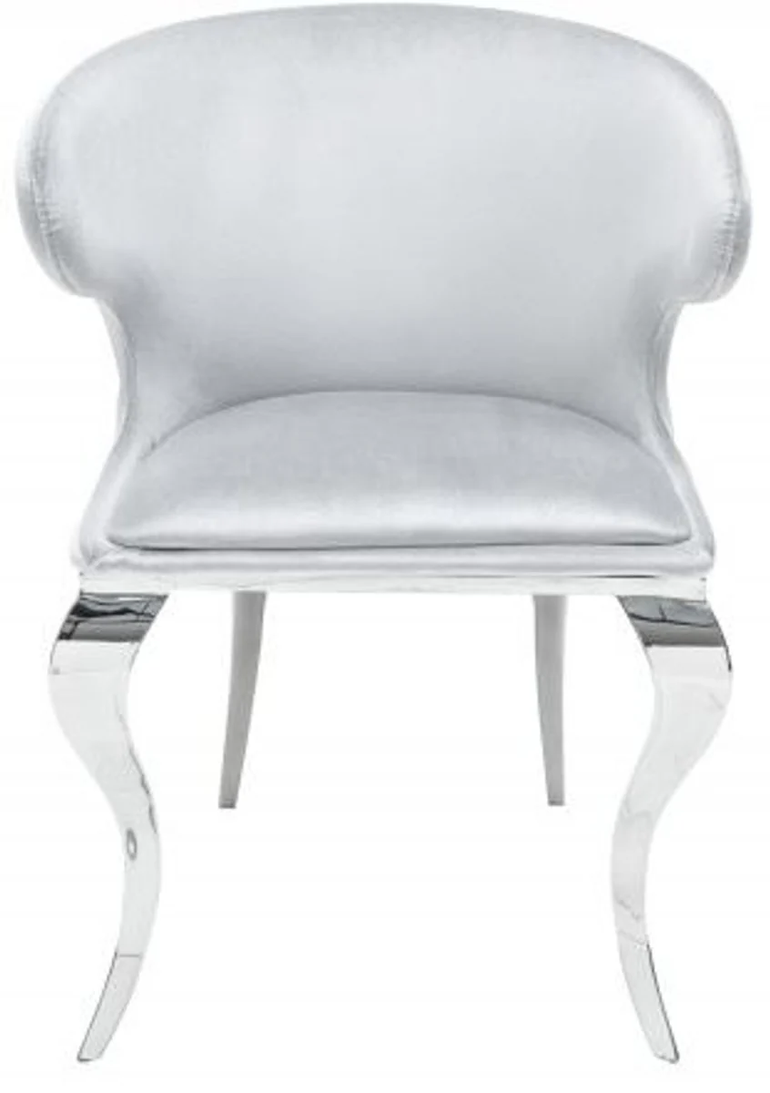 Casa Padrino silla de comedor de dise?o terciopelo / gris 61 x 60 x H.79 cm - Muebles de comedor