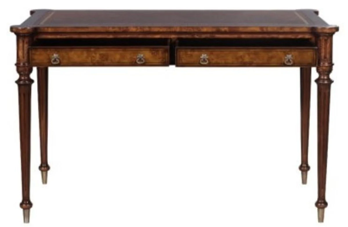 Casa Padrino escritorio Art Nouveau de lujo con 2 cajones marr¨®n / plata 126 x 74 x H. 76 cm - Calidad de Lujo