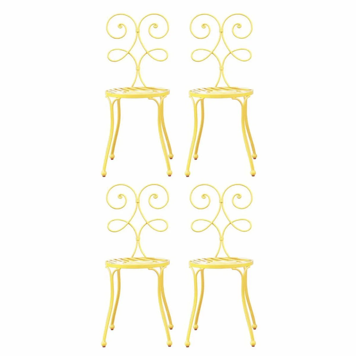 Casa Padrino conjunto de 4 sillas de jard¨ªn Art Nouveau amarillo A. 85 cm - Muebles de jard¨ªn