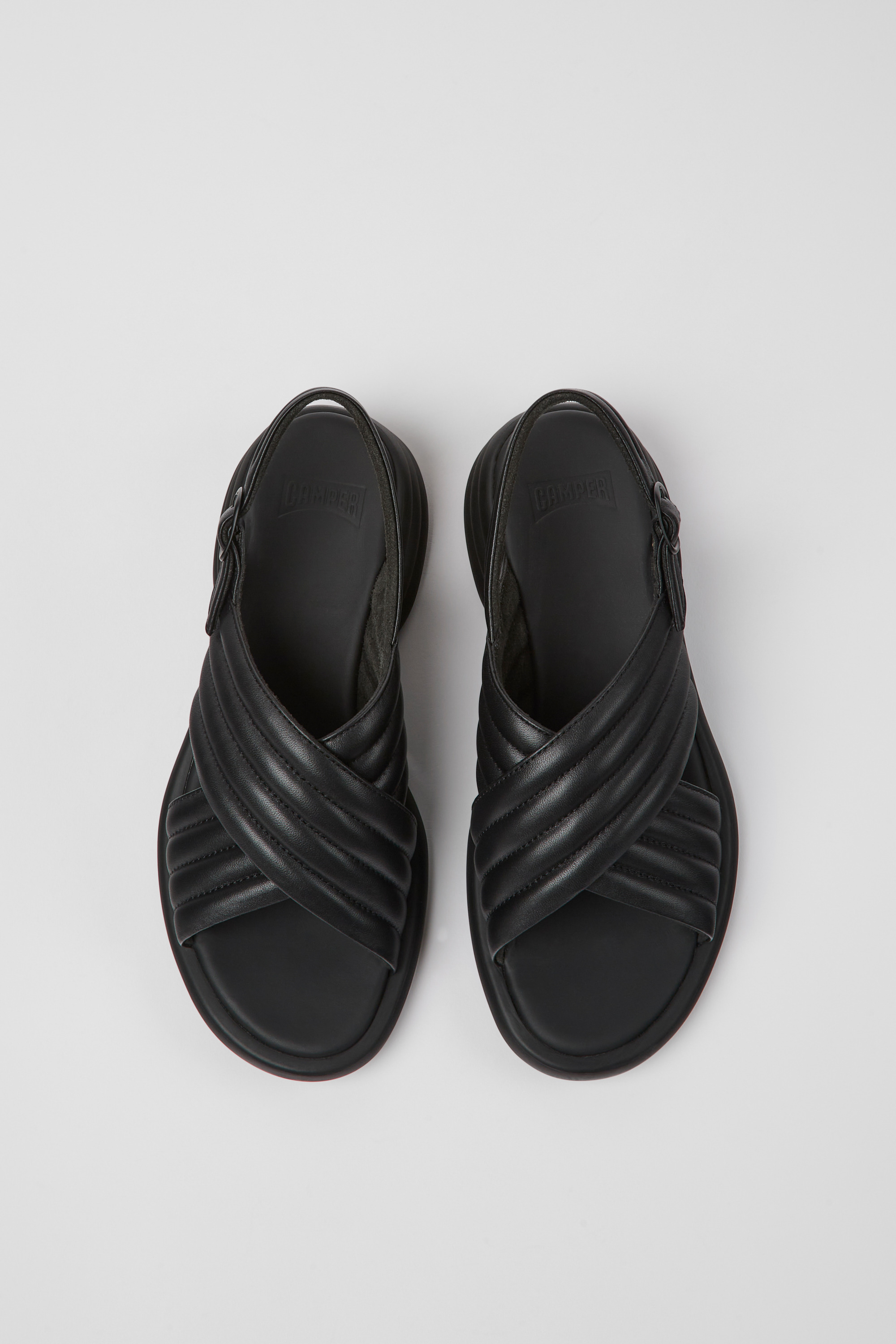 Spiro - Black leather sandals for women