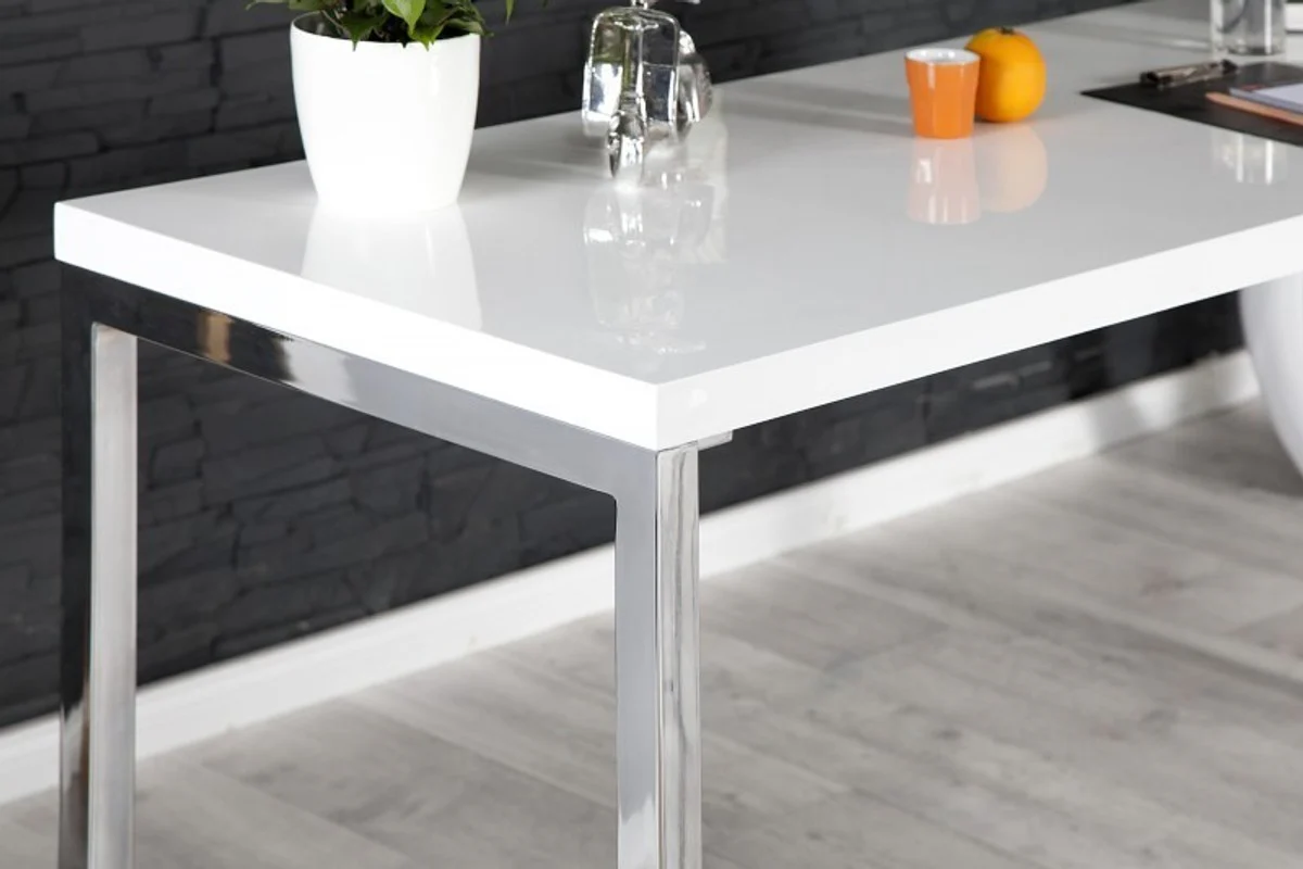 Casa Padrino Designer desk white high gloss 140 cm - Secretary console - Computer table