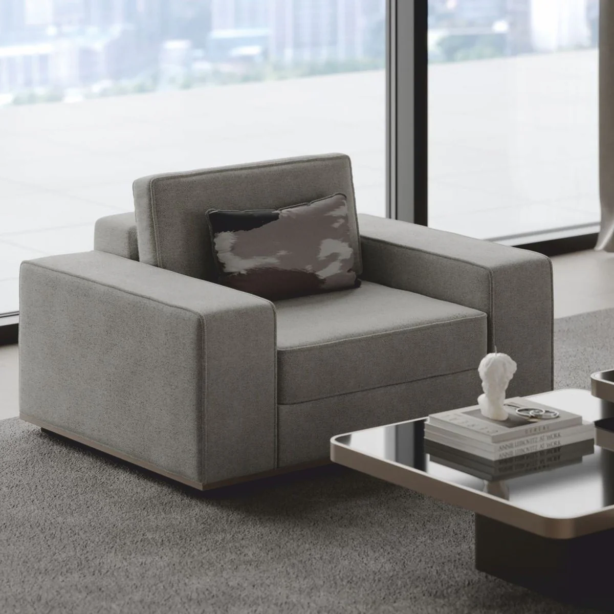 Casa Padrino sill¨®n de lujo gris 115 cm - Muebles para sala de estar y hotel