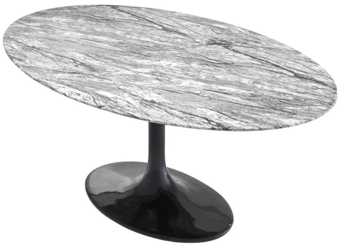 Casa Padrino mesa de comedor de lujo gris / negro 170 x 110 x H. 75 cm - Mesa de comedor con mesa de m¨¢rmol de arte