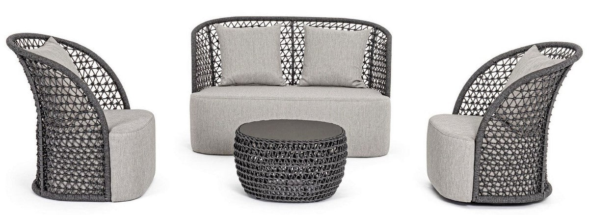 Casa Padrino sofá de jardín de lujo con cojíns gris / antracita 150 x 81 x A. 93 cm - Sofá de jardín y terraza resistente a la intemperie - Muebles de Jardín y Terraza