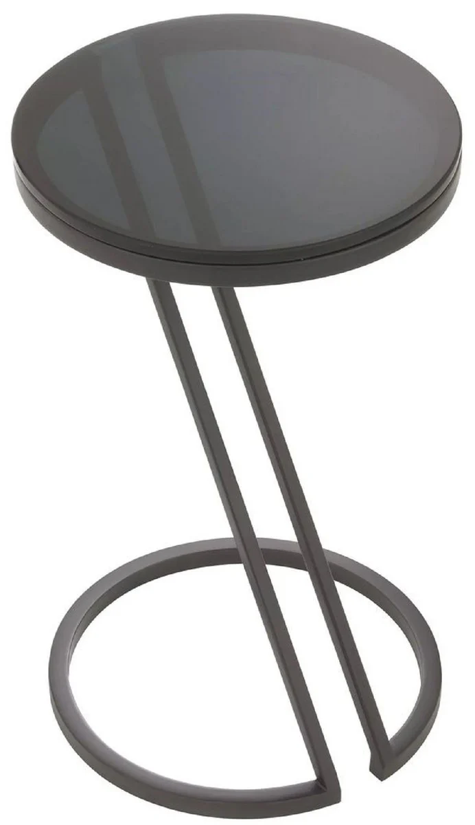 Casa Padrino mesa auxiliar de lujo bronce de ca?¨®n / gris ? 36 x A. 60 cm - Mesa de acero inoxidable con tapa de vidrio - Muebles de sal¨®n - Muebles de lujo - Interior de lujo