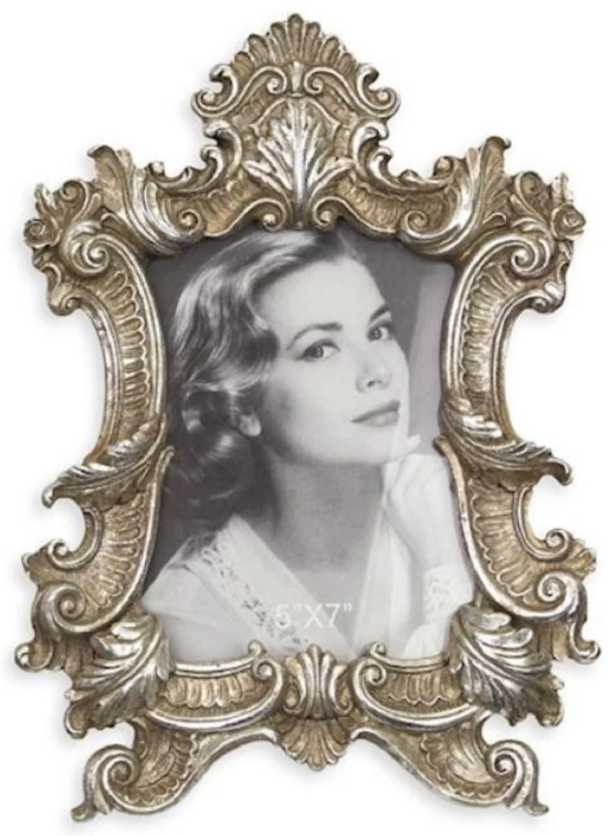 Casa Padrino marco de imagen barroco plata antiguo 21,5 x A. 29,9 cm - Marco de estilo antiguo - Accesorios de decoración barroco