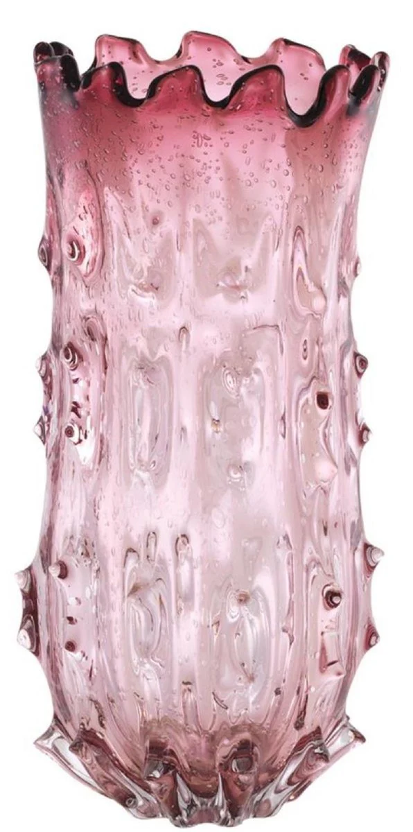 Casa Padrino jarrón de cristal decorativo de lujo rosa pálido Ø 24 x H. 42 cm - Florero de Diseño
