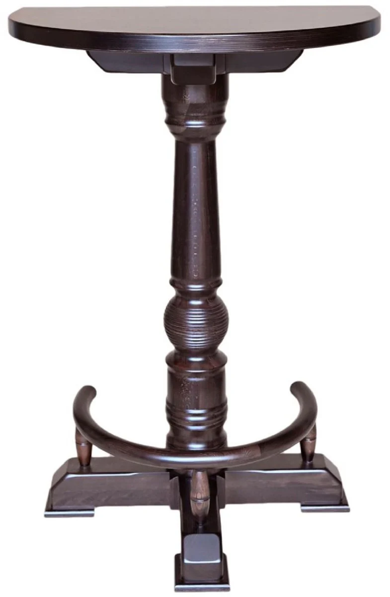 Casa Padrino mesa de bar de lujo con reposapiés marrón oscuro 75 x 50 x A. 110 cm - Mesa semicircular de madera maciza - Muebles madera maciza - Mobiliario de bar