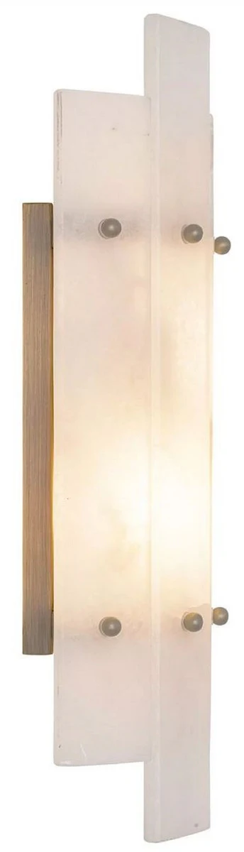 Casa Padrino lámpara de pared de lujo alabastro / latón antiguo 19 x 10 x A. 40 cm - Lámpara de pared de salón con pantalla de alabastro - Iluminación de lujo - Interior de lujo - Muebles de lujo
