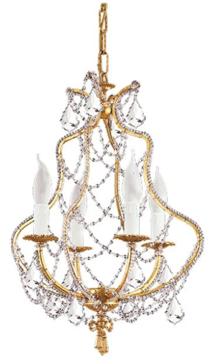 Casa Padrino araña de luces de cristal barroco de lujo oro Ø 39 x A. 53 cm - Magnífica lámpara de araña con cristal de Bohemia - Calidad de lujo