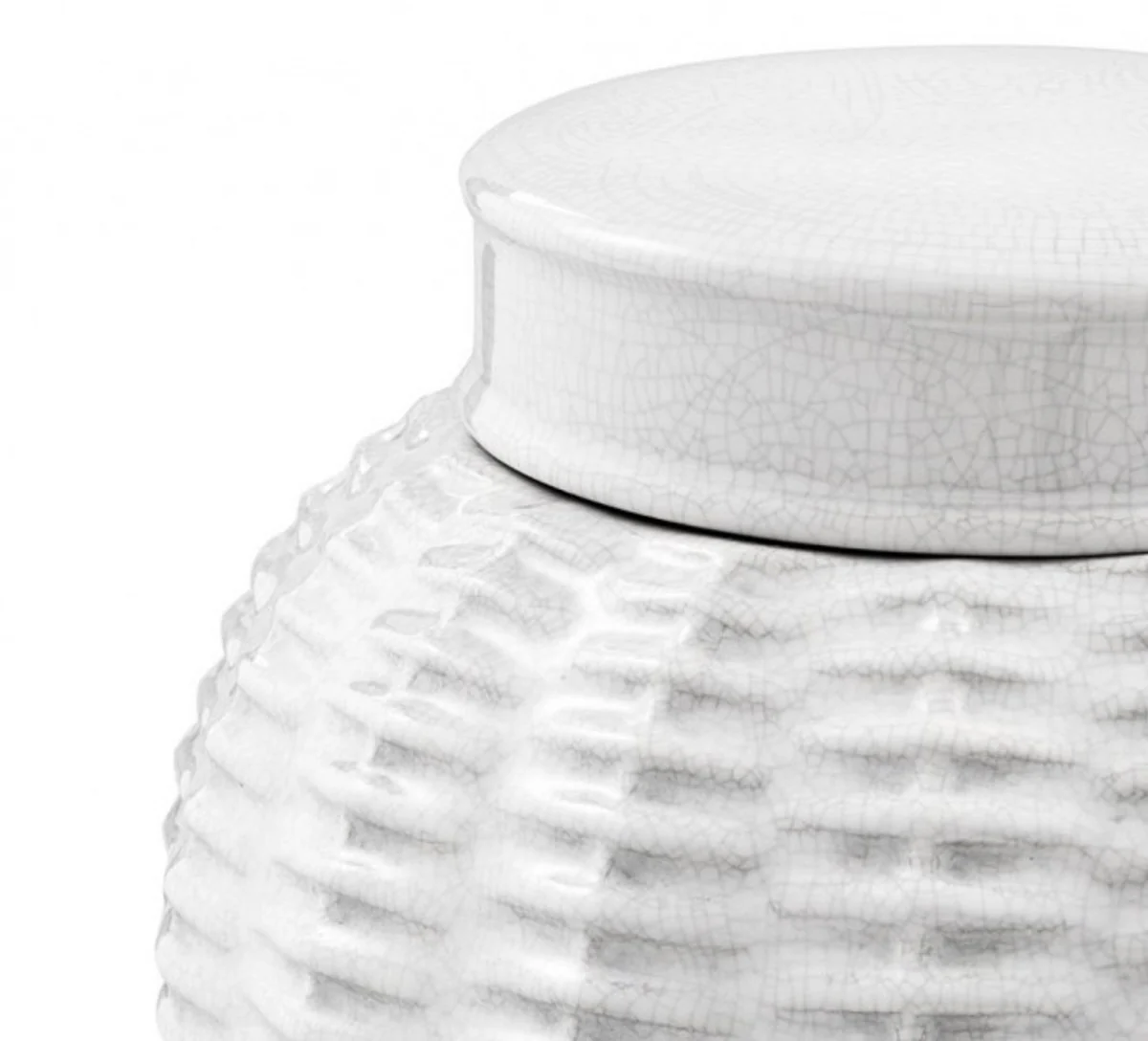 Casa Padrino designer ceramic vase with lid white diameter 26 x H. 36.5 cm - Luxury Vase