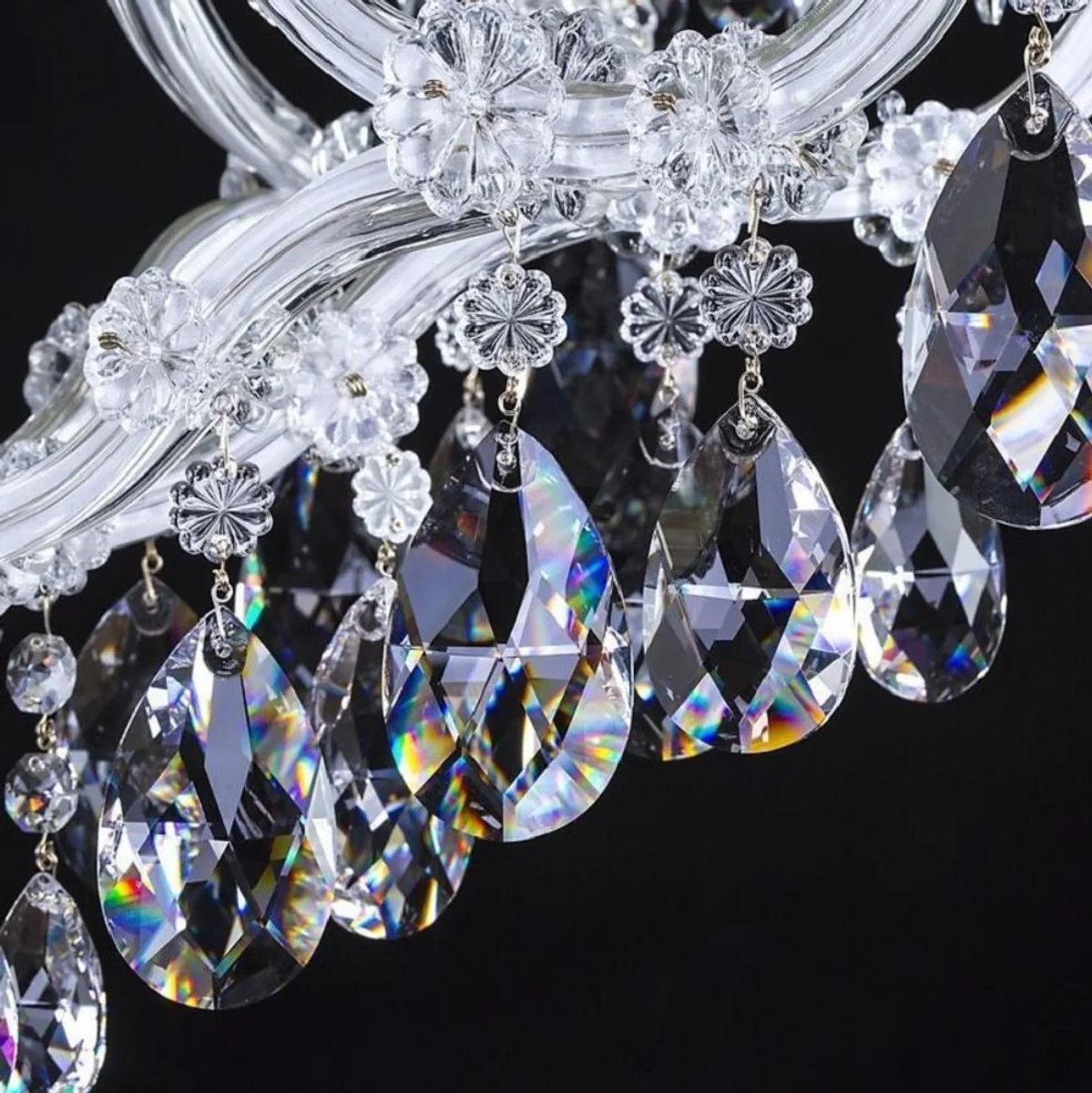 Casa Padrino lámpara de araña barroco de lujo blanco Ø 73 x A. 79 cm - Magnífica araña de luces con cristal de Bohemia - Lámpara de Araña de Hotel y Restaurante