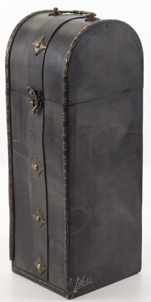 Casa Padrino Funda de Vino Art Deco Negro 14,5 x 12,5 x H. 37 cm - Caja de Madera
