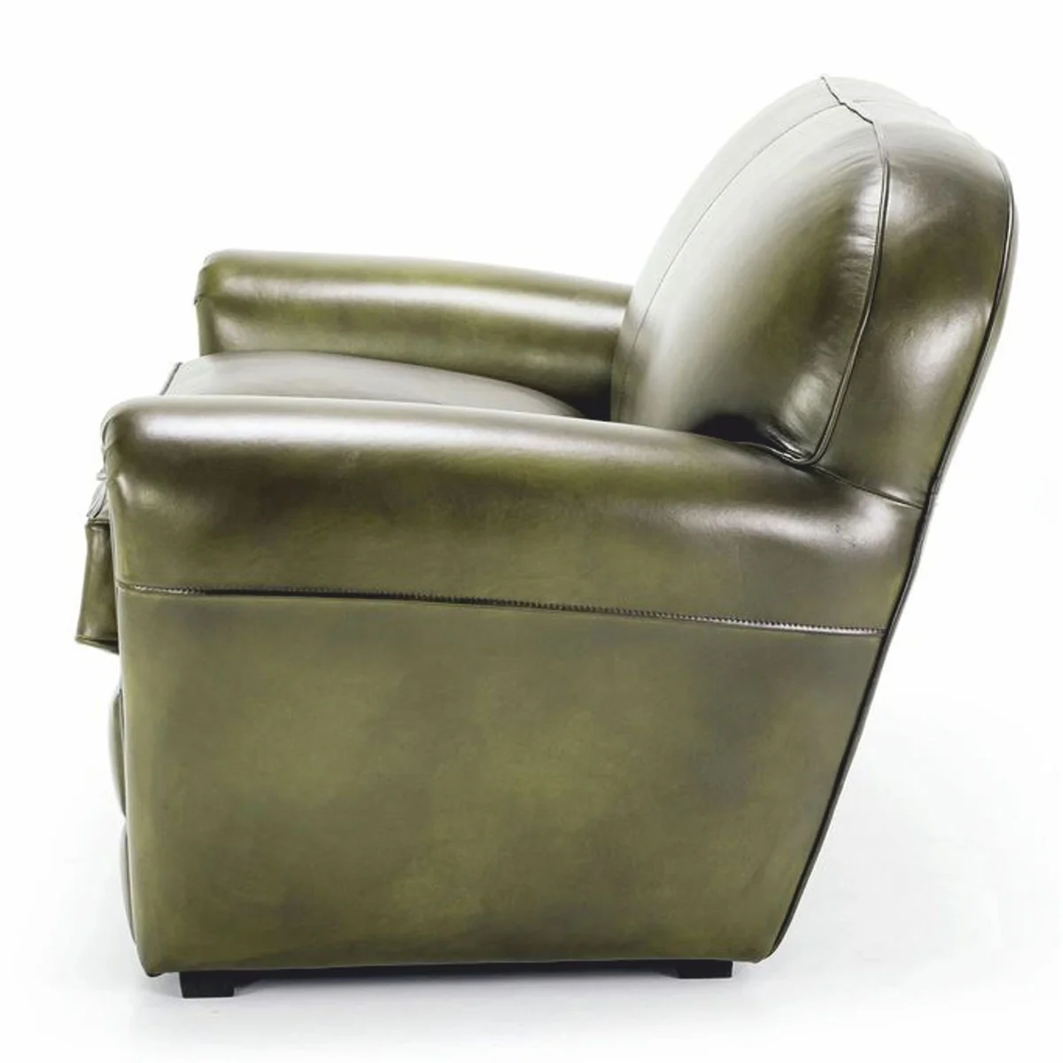 Casa Padrino sof¨¢ de cuero de lujo verde / negro 190 cm - Muebles de cuero genuino