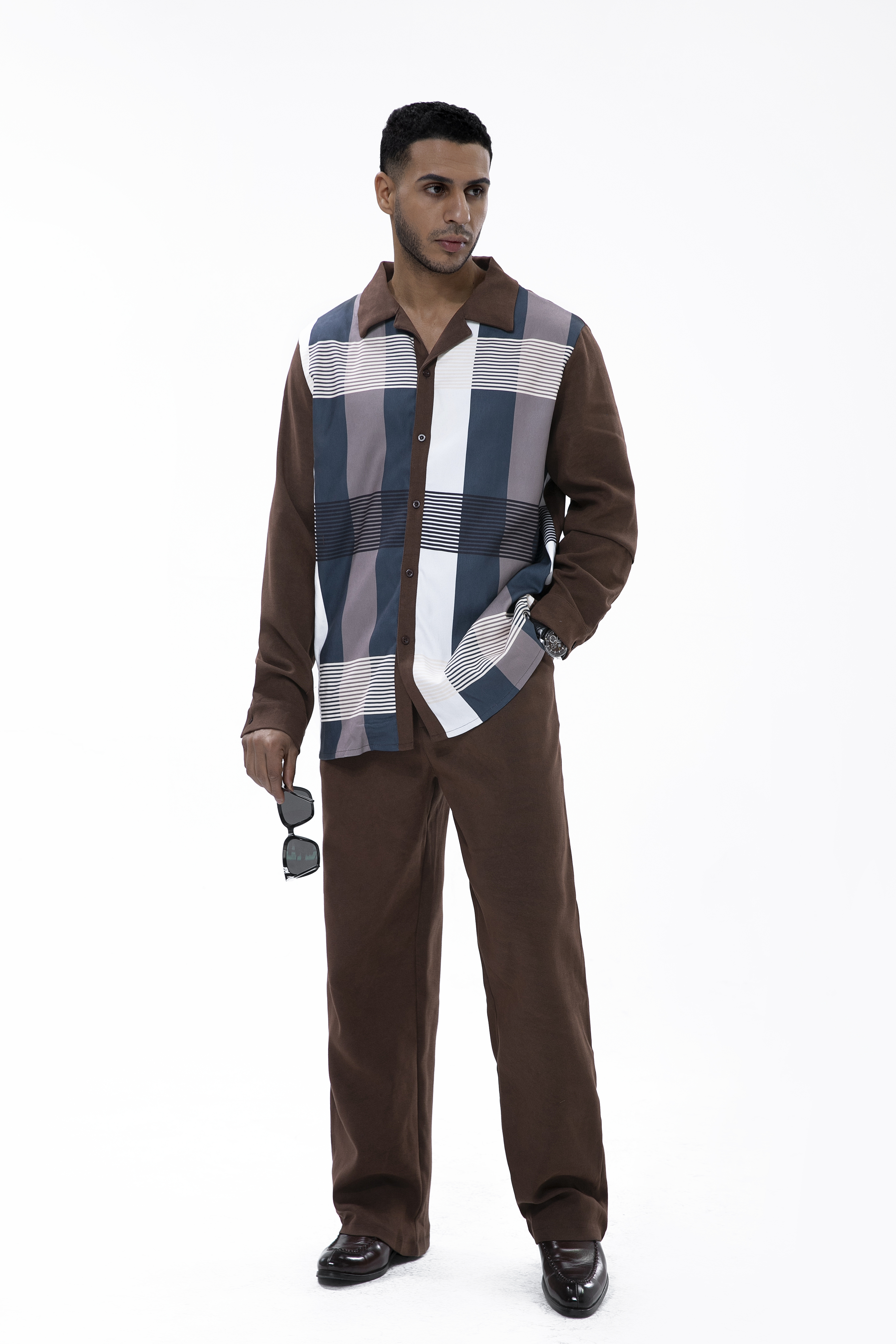 Suitmens Men's Brown Suede Long Sleeve Walking Suit 027