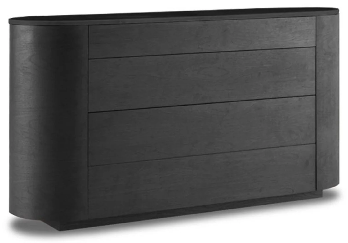 Casa Padrino aparador de lujo gris antracita / negro 140 x 42 x A. 75 cm - Armario de madera maciza con cajones y encimera de m¨¢rmol - Muebles de Lujo