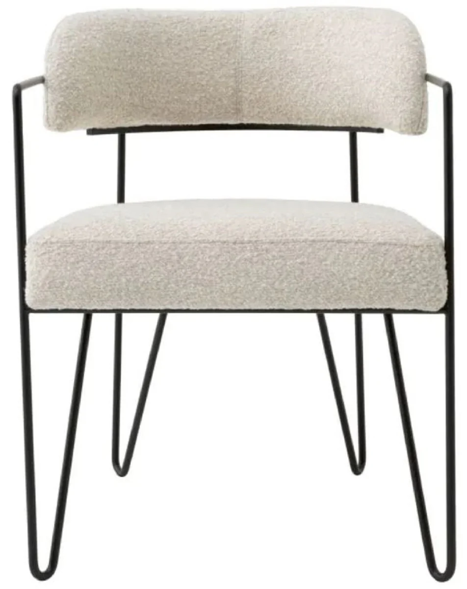 Casa Padrino silla de comedor de lujo con reposabrazos blanco / negro A. 75 cm