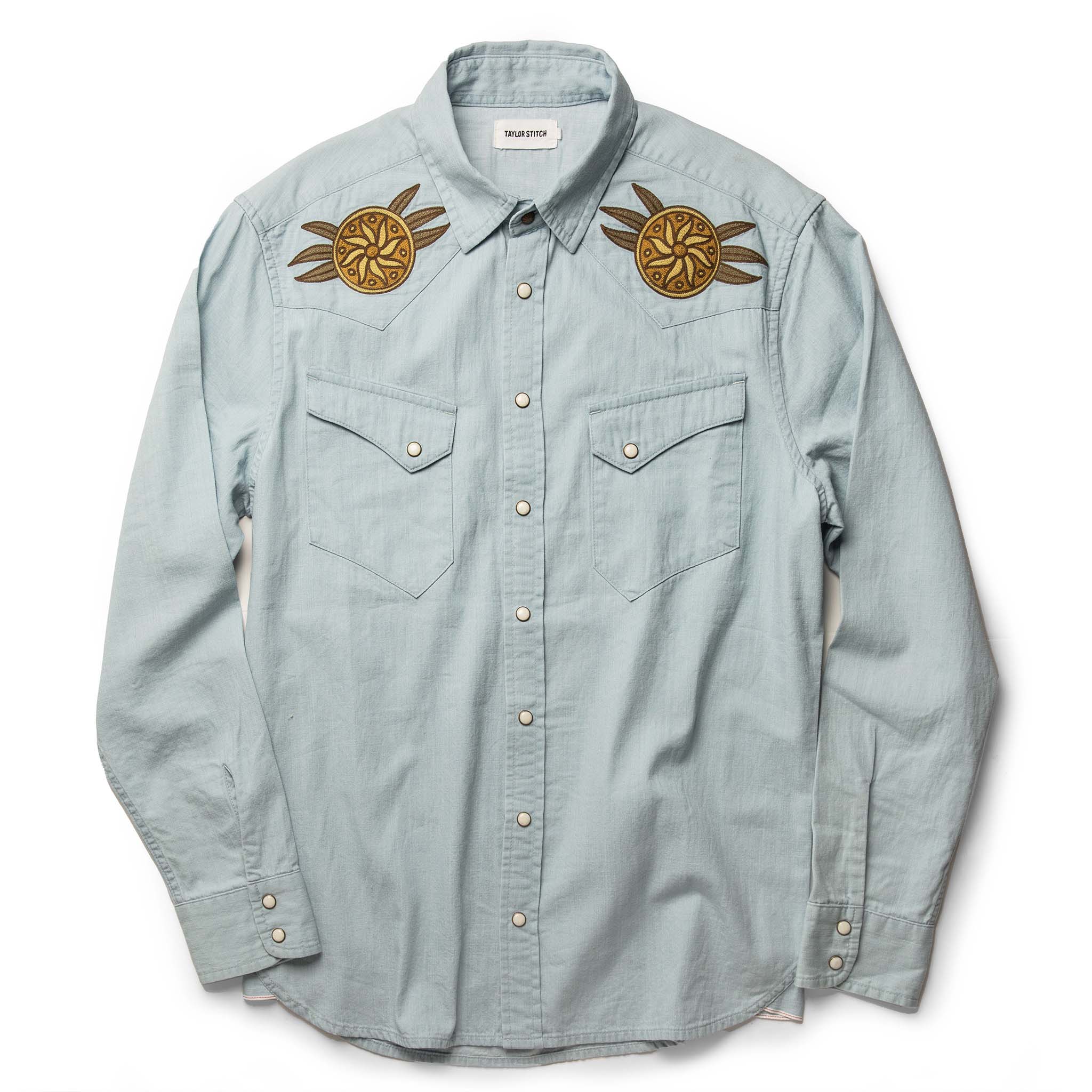 The Embroidered Western Shirt in Washed Selvage