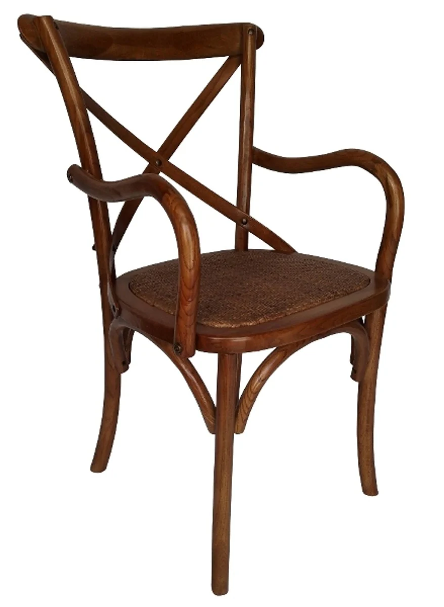 Casa Padrino country-style dining chair with armrests dark brown 48 x 43 x H. 89 cm - Country-Style Dining Room Furniture