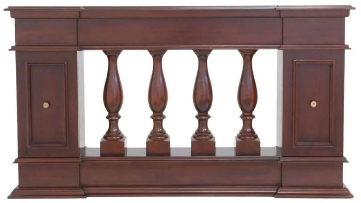 Casa Padrino separador de ambientes de caoba barandilla Art Nouveau de lujo marr¨®n oscuro / lat¨®n 180 x 30 x A. 100 cm - Separador de ambientes de madera maciza - Muebles Barrocos y Art Nouveau