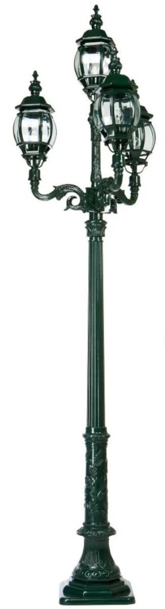Casa Padrino farol de jardín barroco verde 73 x 73 x A. 281 cm - Elegante lámpara de pie para exterior hecha de aluminio de alta calidad y cristal facetado - Iluminación nostálgica de jardín