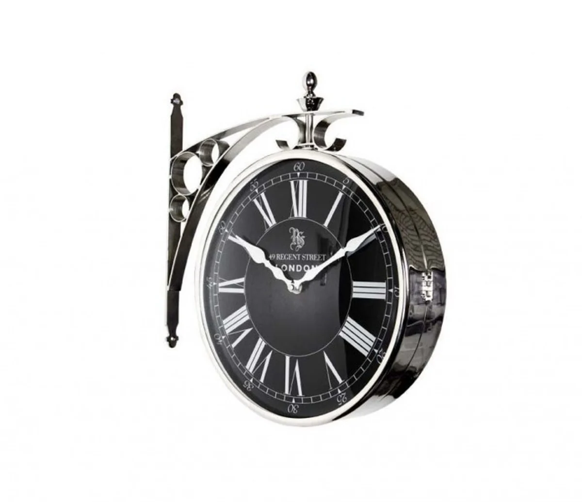 Casa Padrino luxury double-sided station clock nickel finish 29 x 8 x H. 39 cm - Luxury Wall Clock
