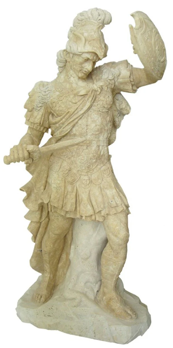 Casa Padrino escultura de m¨¢rmol estilo antiguo soldado romano izquierdo beige / gris A. 210 cm - Decoraci¨®n de jard¨ªn